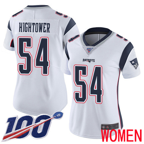 New England Patriots Football 54 100th Limited White Women Dont a Hightower Road NFL Jersey